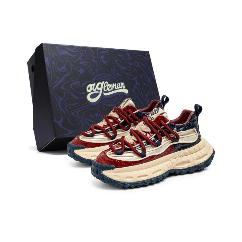 OUGLEMEN Cushioning Anti Slip Wear Resistant Impact Resistant Low Top Chunky Sneakers Men's Box Included-5