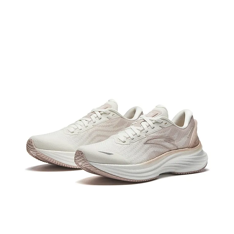 Anta Anti Slip Wear Resistant Low Top Casual Running Shoes Women's Ivory White/Lotus Gray-1