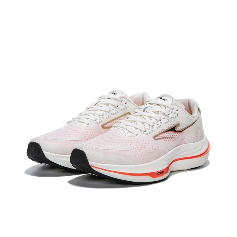 Erke Cushioned Slip Resistant Abrasion Resistant Low Top Long Distance Running Shoes Men's White Gold-2