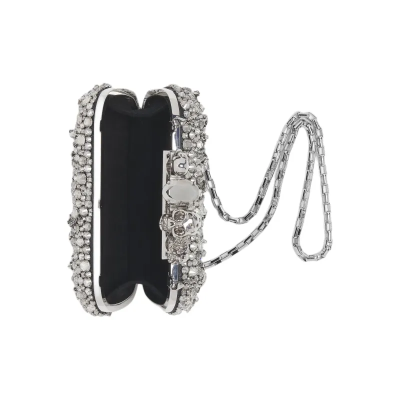 Alexander McQueen Nappa Leather Clutch Women's Black & Silver-3