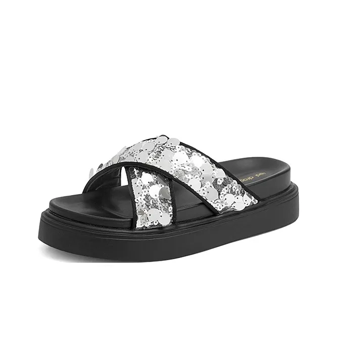 RED DRAGONFLY PU Polyurethane Sequins Slip Resistant Slide Slippers Women's-5