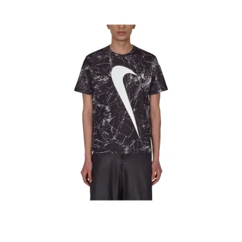 Comme Des Garçons Swoosh print Cracked T shirt