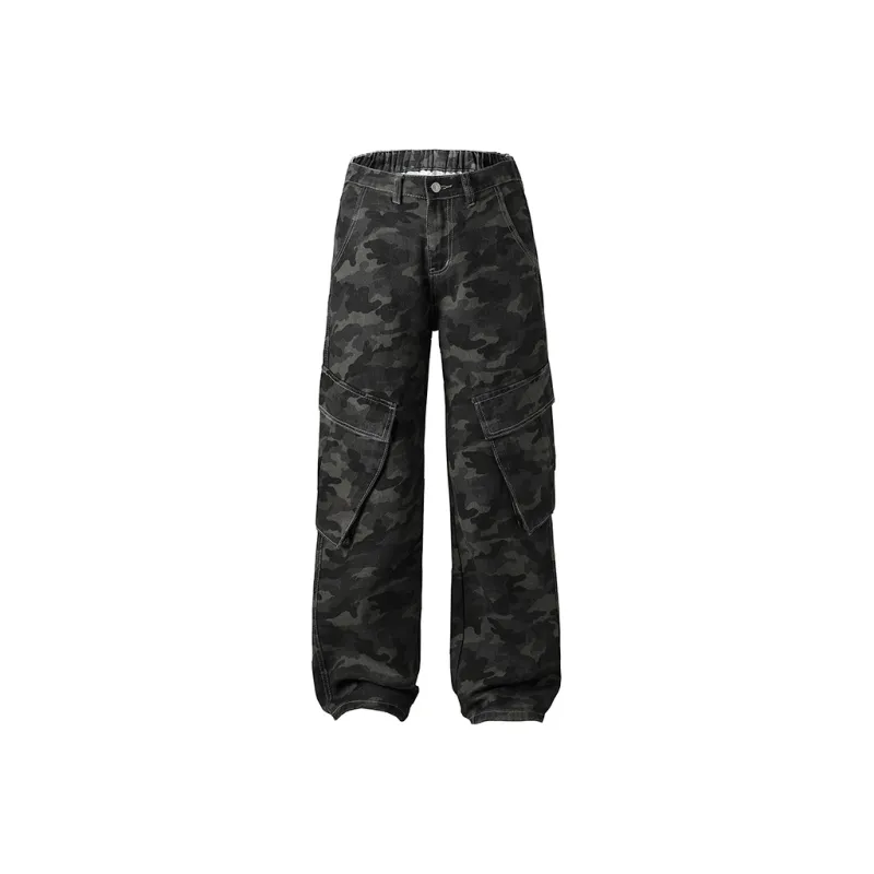 BENGEN Jeans Unisex Camouflage Gray-1