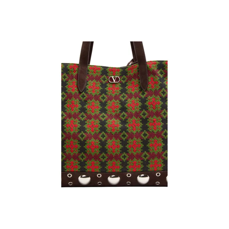 Valentino Suede Tote Bag, Shopping Bag, Shoulder Bag Tubas Women's Dark Brown-5