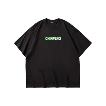 Chinpeno Brand Logo Letter American Loose Fit Drop Shoulder Crew Neck Breathable Short Sleeved T Shirt Unisex