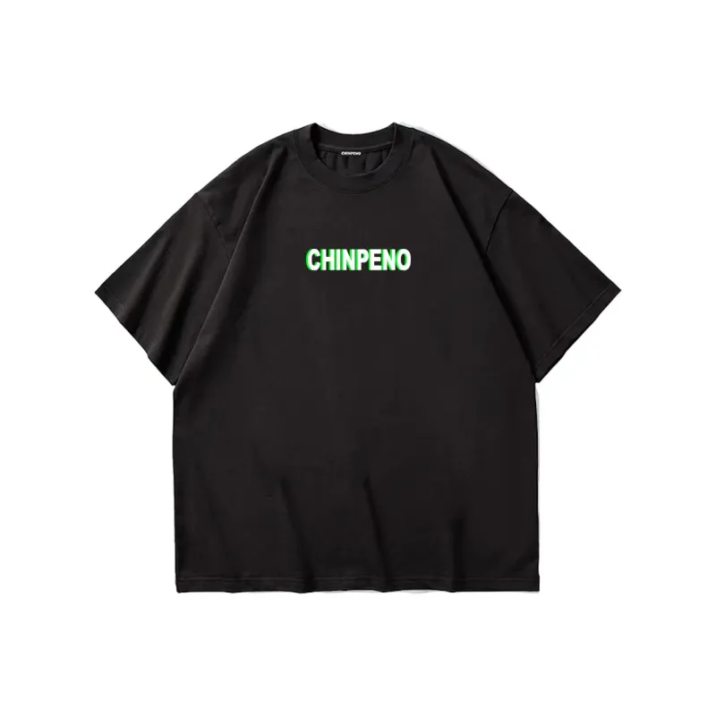 Chinpeno Brand Logo Letter American Loose Fit Drop Shoulder Crew Neck Breathable Short Sleeved T Shirt Unisex-2