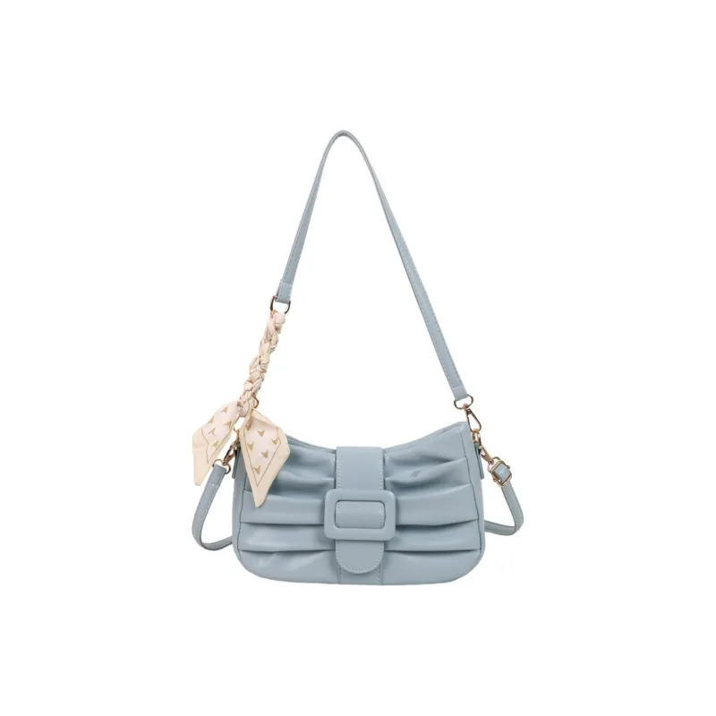 Dusen Kangaroo PU Shoulder Bag Women's White/Black/Ecru/Khaki/Blue/Pink-22