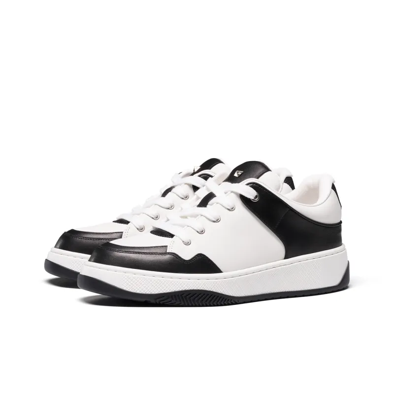 TRUFFAUT Versatile Fashion White Sneakers Abrasion Resistant Low Top Skateboard Shoes Men's Black White-1