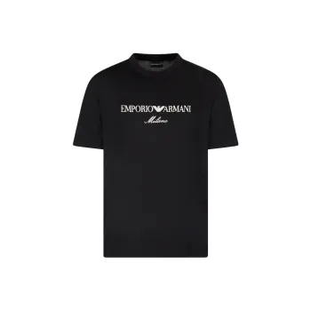 EMPORIO ARMANI Jersey Lyocell Blend T shirt With Asv Logo Embroidery
