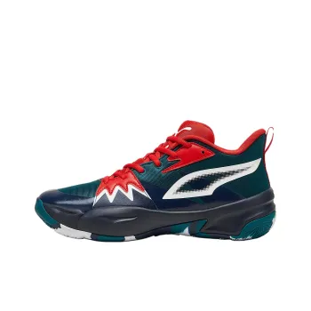 PUMA Genetics Anti Slip Wear Resistant Low Top Basketball Shoes Men's Blue Green Red