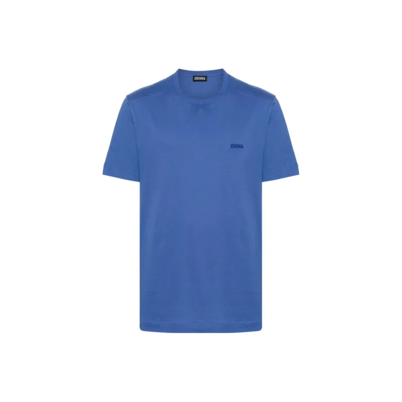 Ermenegildo Zegna Logo Embroidered Crewneck T Shirt-0