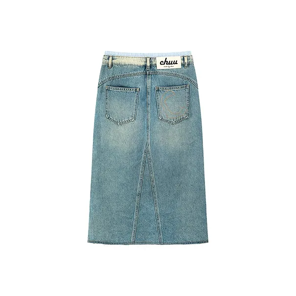 CHUU Casual Short Skirts Women's Medium Denim Blue-1