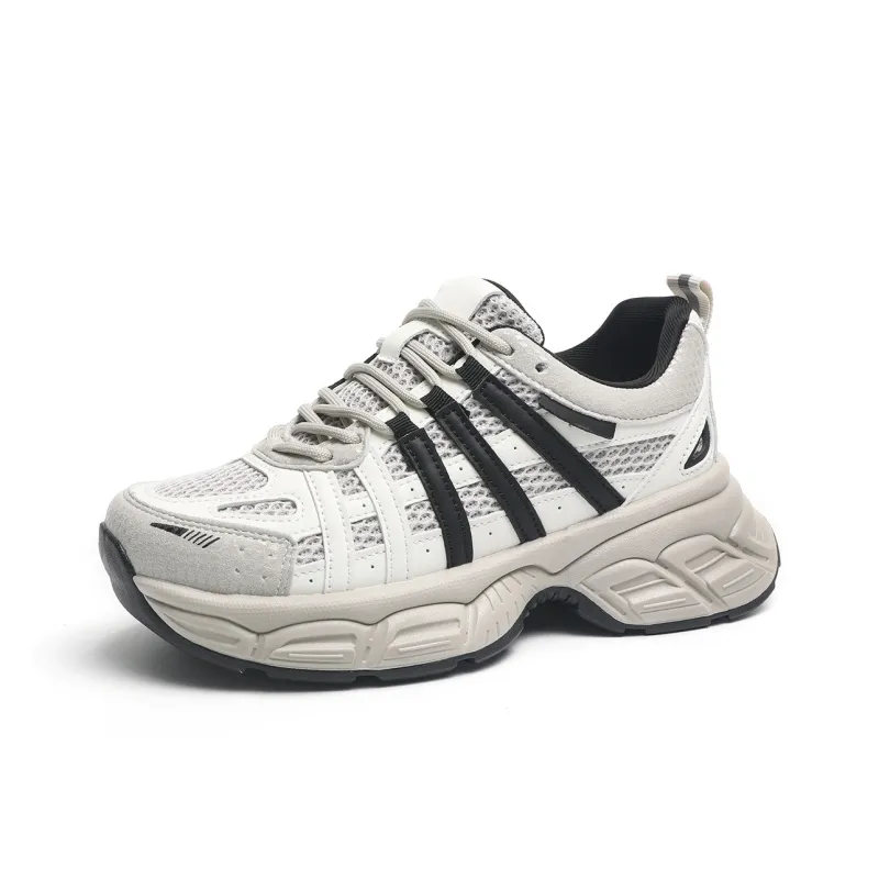 O.L Anti Slip Wear Resistant Breathable Height Increasing Low Top Chunky Sneakers Women's-0