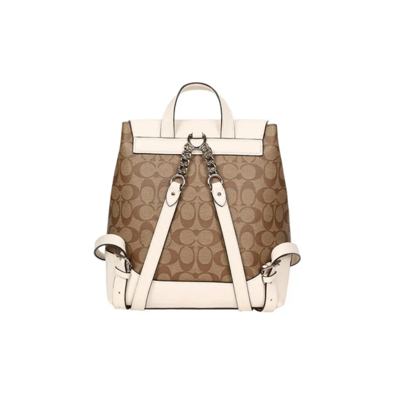 COACH Disney Collaboration Elle Canvas With Leather Kids' Backpack Medium Size Women's White Multicolor Monogram-3