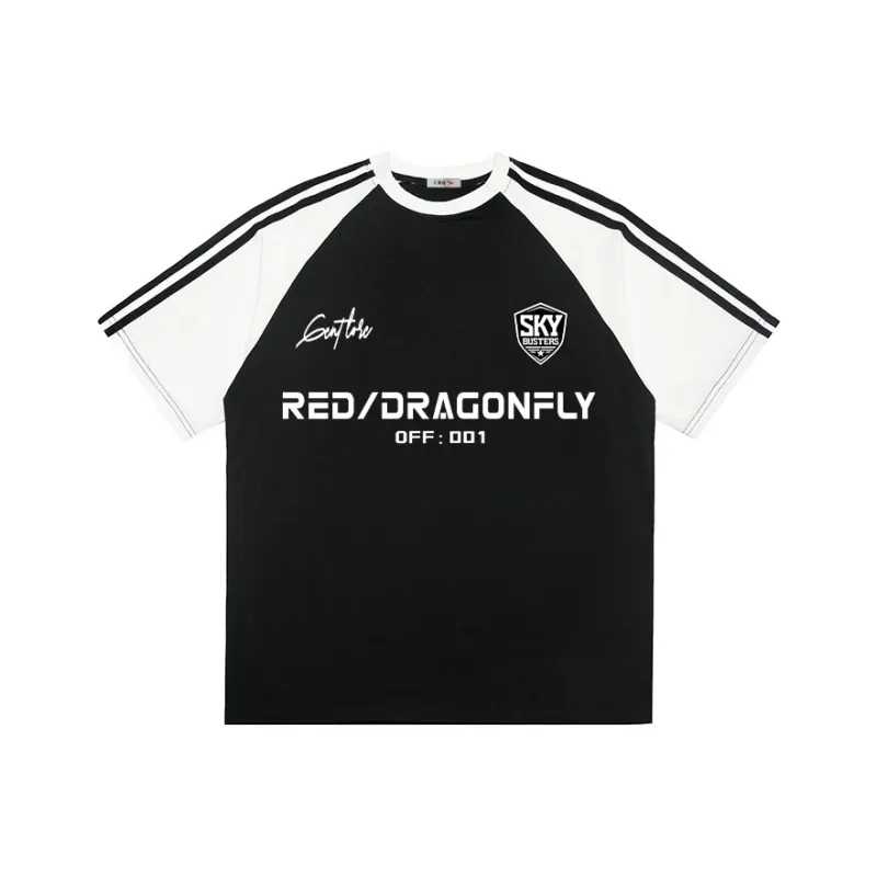 RED DRAGONFLY T Shirt Unisex Black & White-0