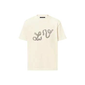 LOUIS VUITTON Embellished Short Sleeved Cotton Crewneck