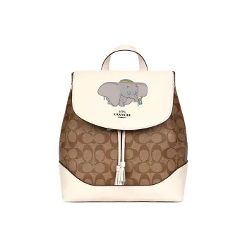 COACH Disney Collaboration Elle Canvas With Leather Kids' Backpack Medium Size Women's White Multicolor Monogram