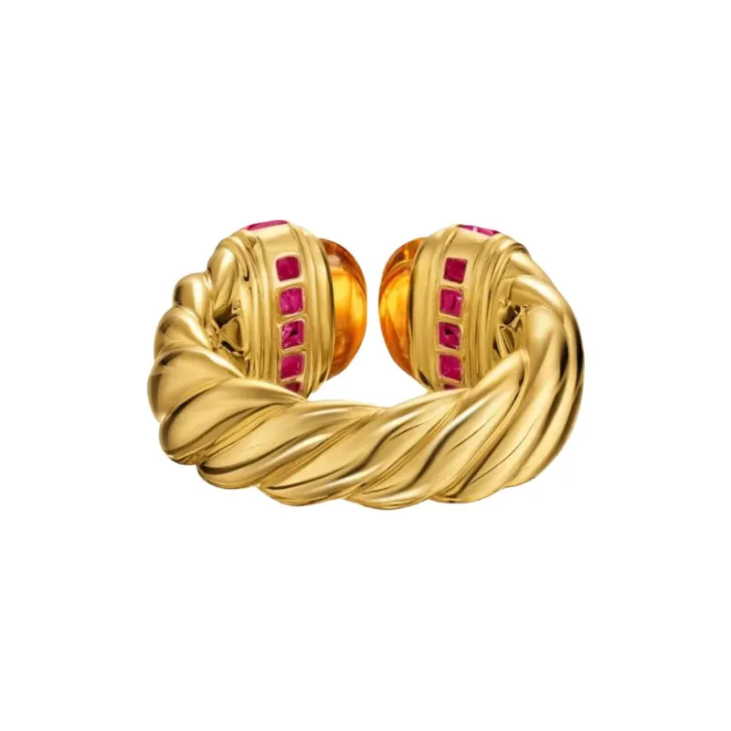 David Yurman 18kt Yellow Gold Citrine And Tourmaline Ring-1