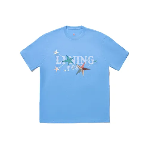 LiNing T Shirts Men Oil Colorful Blue