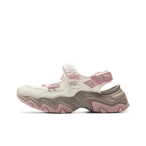 LiNing Wear Resistant Breathable Height Increasing River Trekking Shoes Women's Beige Pink