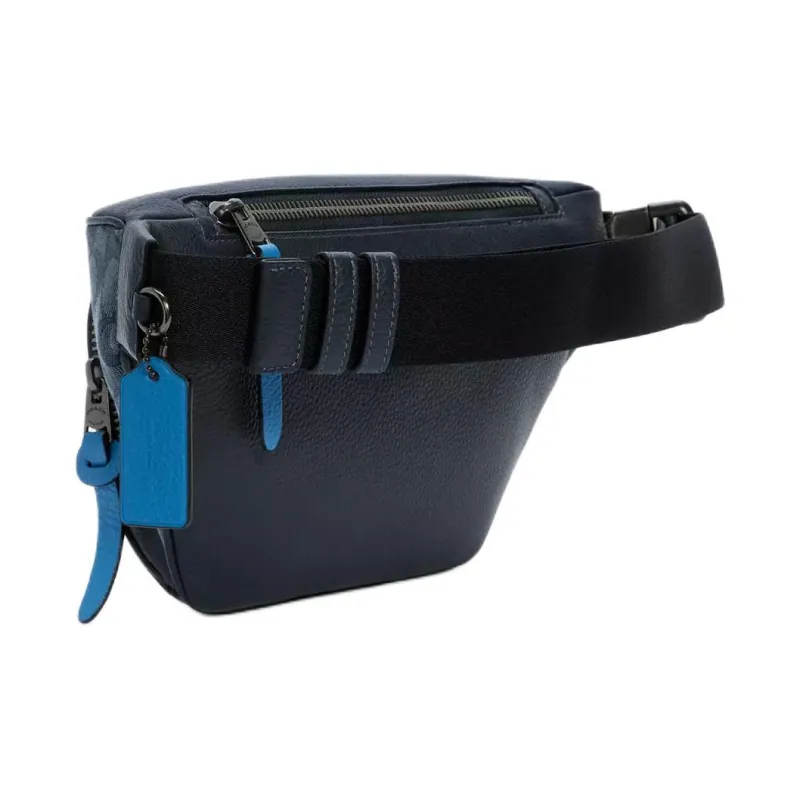 COACH Thompson Canvas Crossbody Bag, Sling Bag, Fanny Pack Tubas Men's Navy Blue-1
