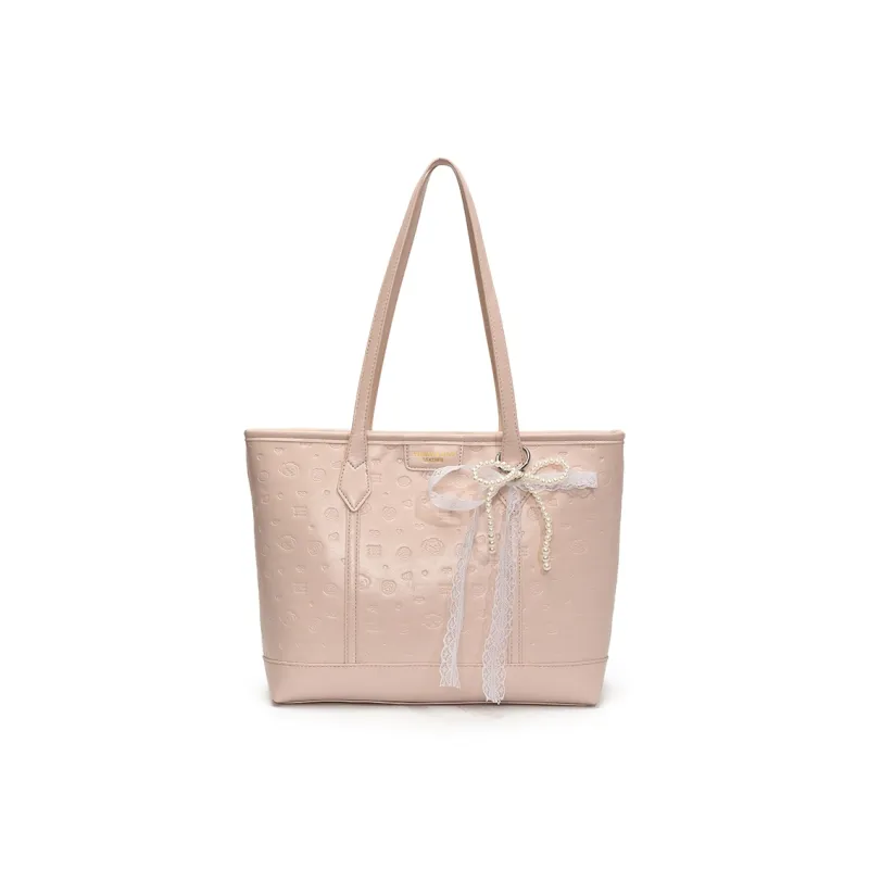 HCXK PU Tote Bag Shopping Bag Shoulder Bags Women's White/Black/Pink-10
