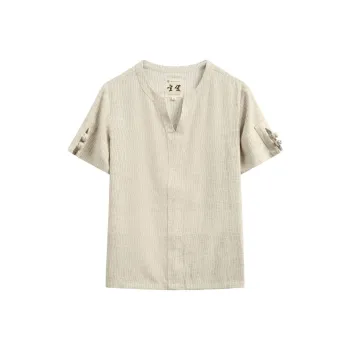 XUANSHENG T Shirts Men Hemp