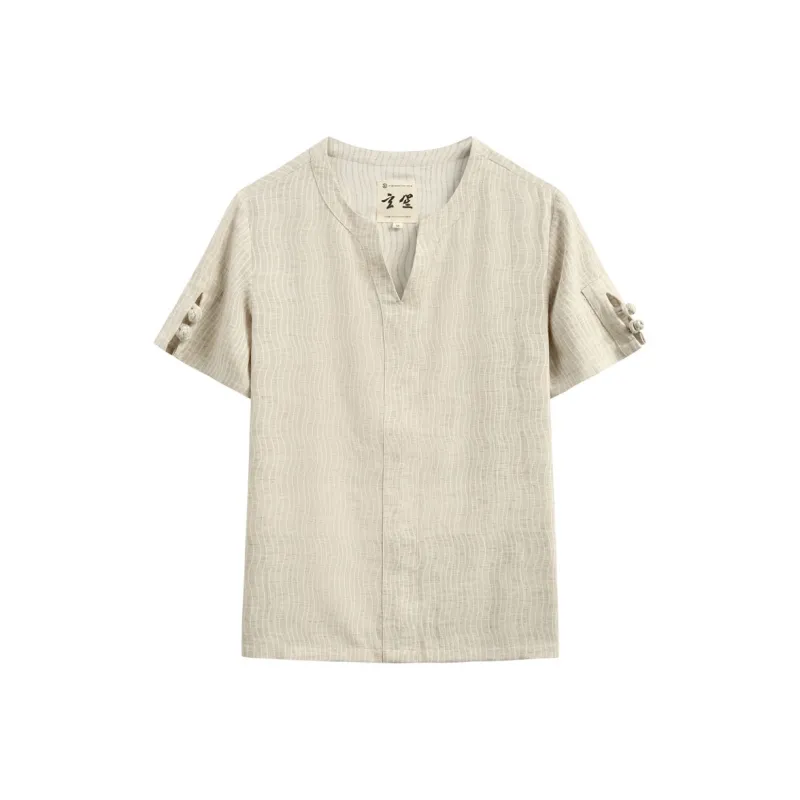 XUANSHENG T Shirts Men Hemp-0