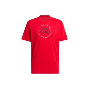 Adidas BASKETBALLHOOPS Emblem Graphic T-Shirt Men's Scarlet