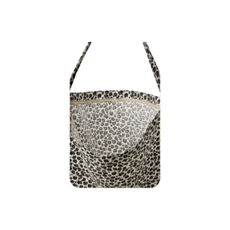 Emis Corduroy Handbag Shoulder Bag Regular Unisex White Leopard Print-3