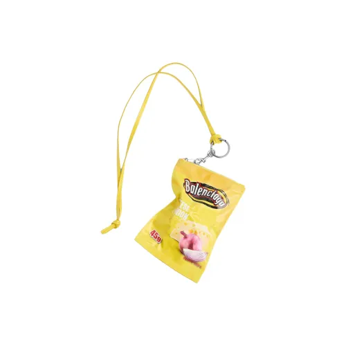 Balenciaga Shiny Cow Leather Cell Phone Pouch Unisex Yellow