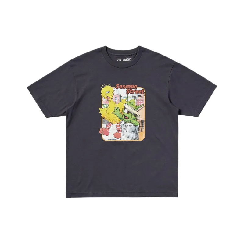 Sesame Street X UNIQLO Sesame Street Collaboration T Shirts Unisex Dark Gray-0
