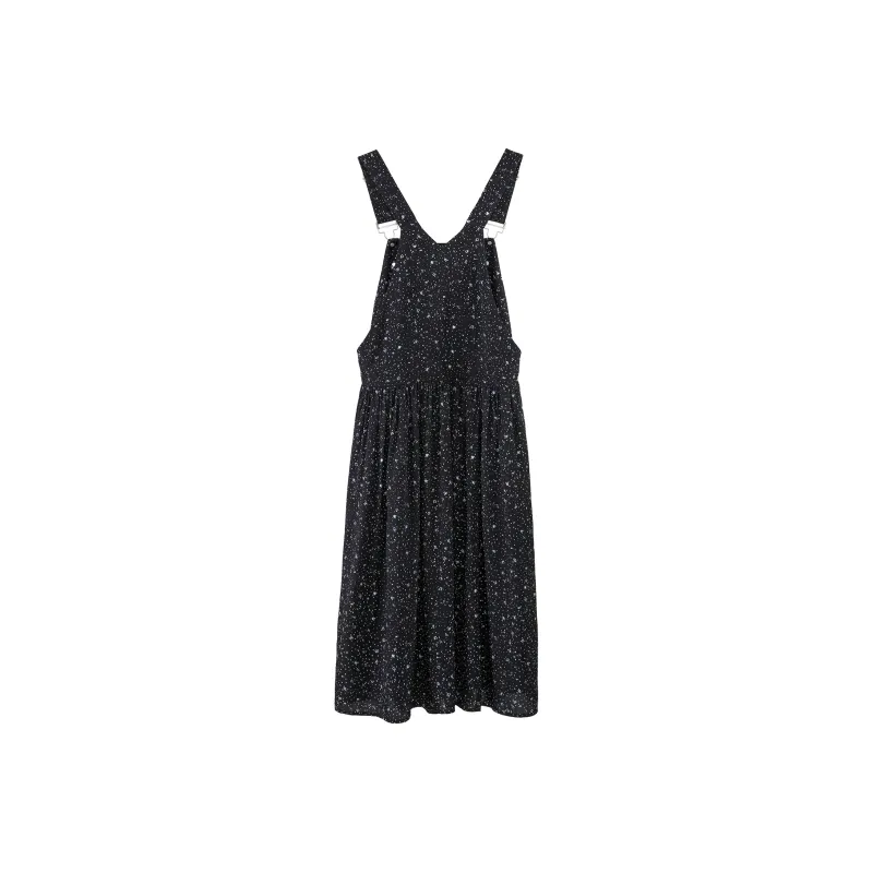 Fstudio Spring Korean Style Versatile Floral Fashion Bib & Brace Sleeveless Dress Women's Black-1