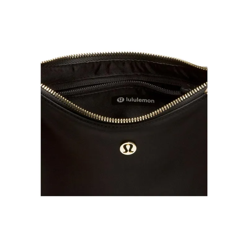 Lululemon Recycled Nylon Portable Crossbody Bag, Shoulder Bag Trumpets Women's Black Gold-2