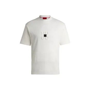 HUGO BOSS Interlock Cotton With Stacked Logos T Shirt Men's White