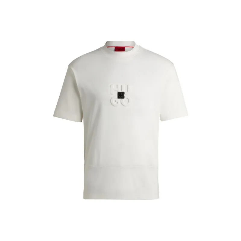 HUGO BOSS Interlock Cotton With Stacked Logos T Shirt Men's White-0