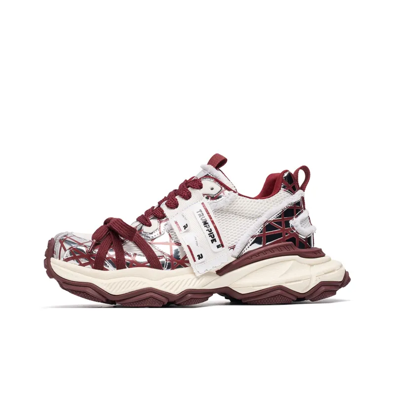 TRUMPPIPE Cushioned Height Increase Wear Resistant Lightweight Low Top Chunky Sneakers Unisex-4