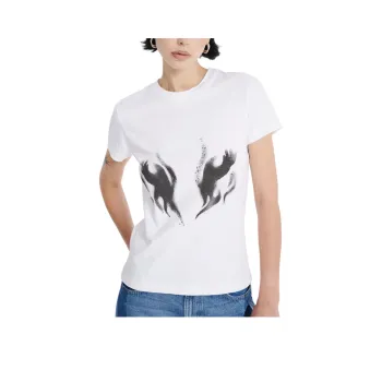 DION LEE FLAME PRINT BABY TEE T-Shirt Unisex Ivory Black