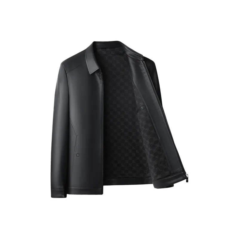 PIERRE CARDIN Leather Jacket Men's Black-1
