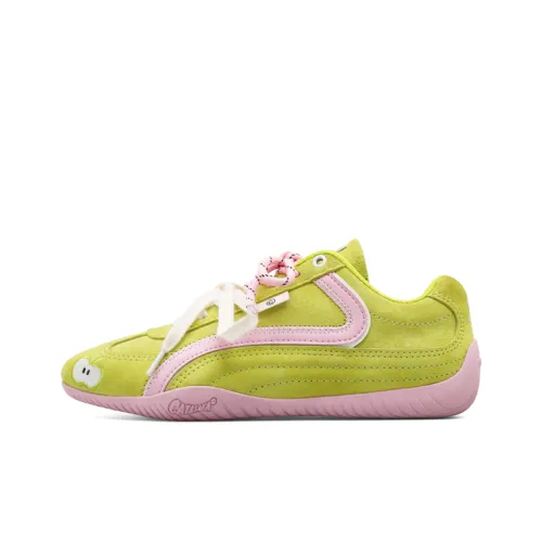 Cat&Sofa Slip Resistant Coverage Wear Resistant Low Top Skateboard Shoes Unisex Green Apple