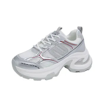 REIHUNG Cushioning Anti Slip And Wear Resistant Height Increasing Low Top Chunky Sneakers Women's