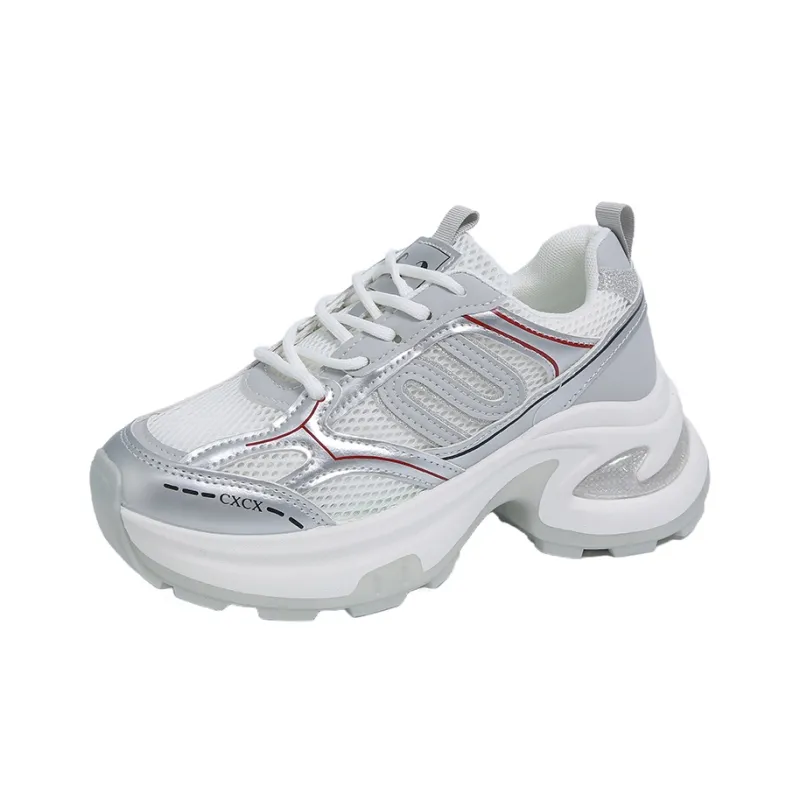 REIHUNG Cushioning Anti Slip And Wear Resistant Height Increasing Low Top Chunky Sneakers Women's-0
