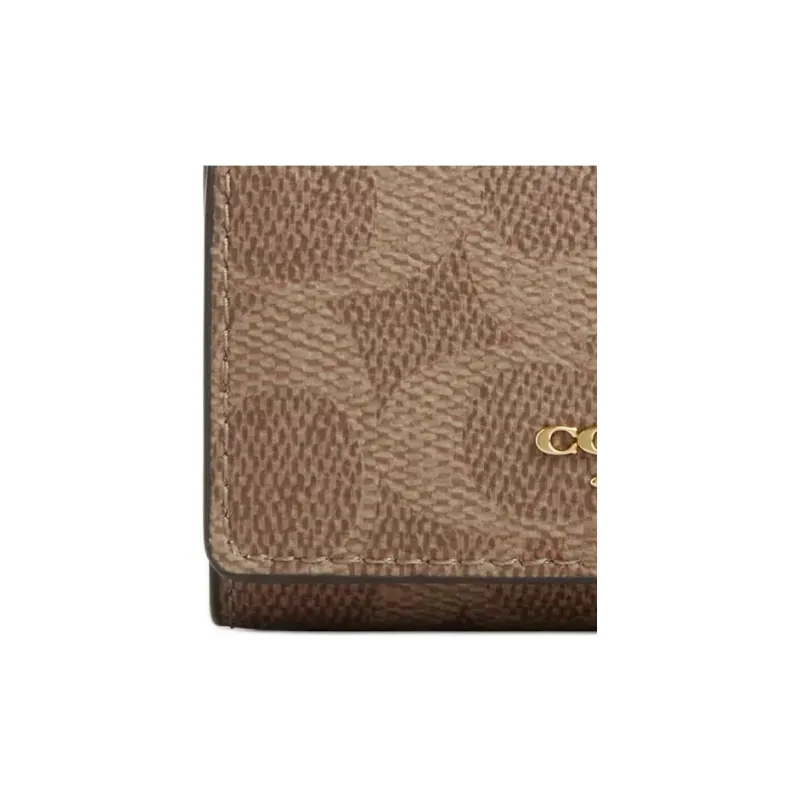 COACH Key Case Coated Canvas Key Pouch Mini Women's Tan And Brown-4