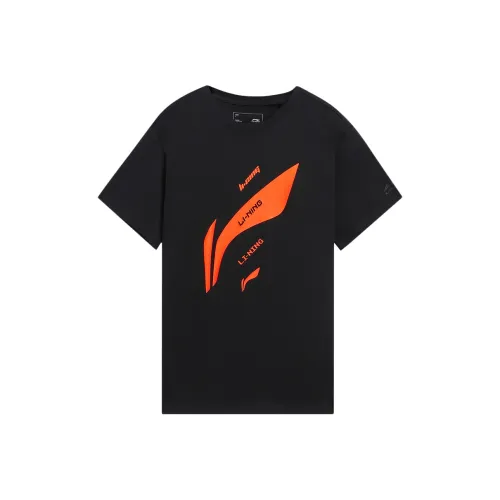 LiNing Sports Fashion Collection T Shirt Unisex Black/Bright Orange
