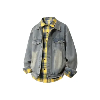 HOKLV Jacket Unisex Black Coat+Yellow Shirt