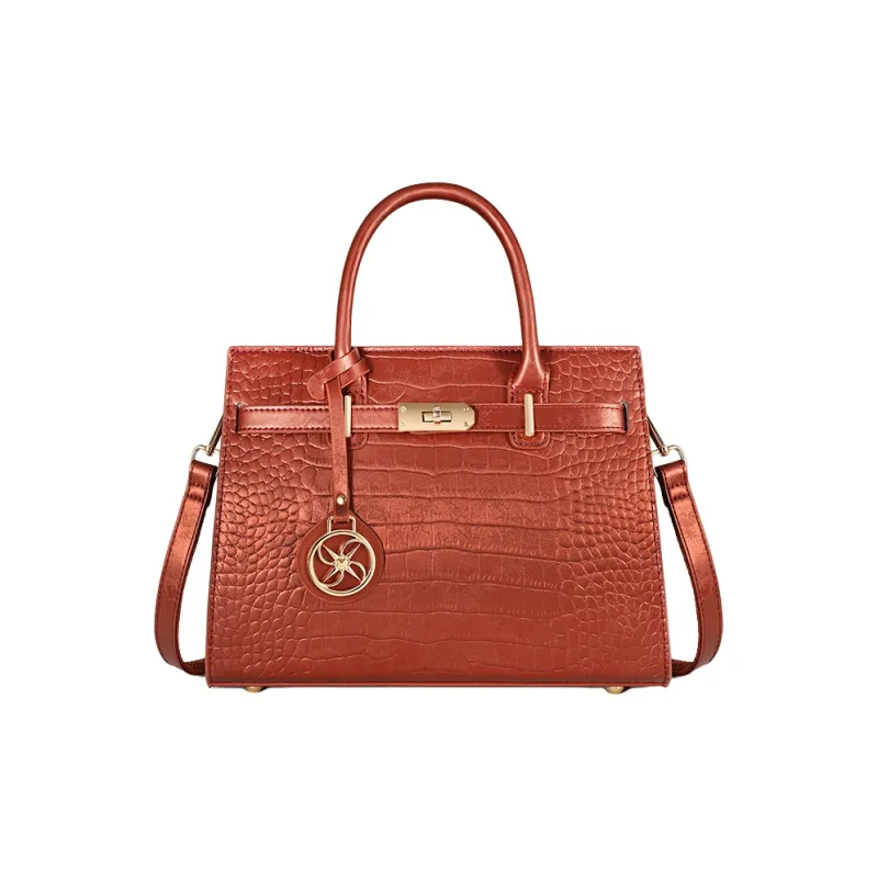 Vigno Synthetic Leather Portable Tote Women's Bag, One Shoulder, Crossbody Women's Red-1