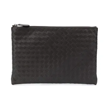 Bottega Veneta Leather Clutch Women's Dark Brown