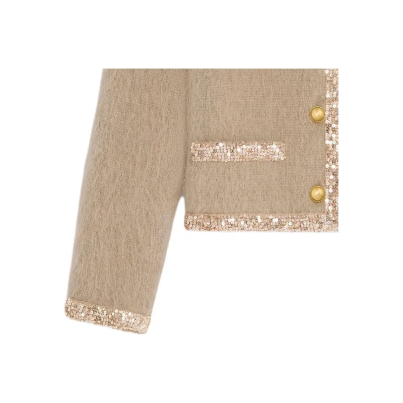 CELINE Embroidered Cardigan Jacket In Brushed Mohair-3