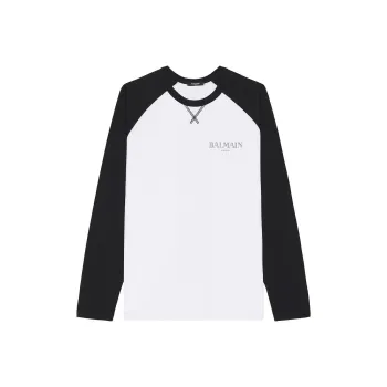 BALMAIN Logo Printed Long Sleeve T Shirt