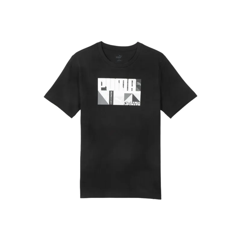 PUMA Basic Graphic MONOGRAM T Shirt Men's Black-0